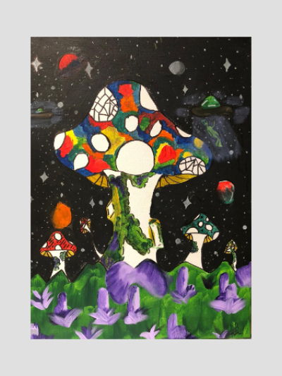 "Cosmic Odyssey: Mushroom Haven" 